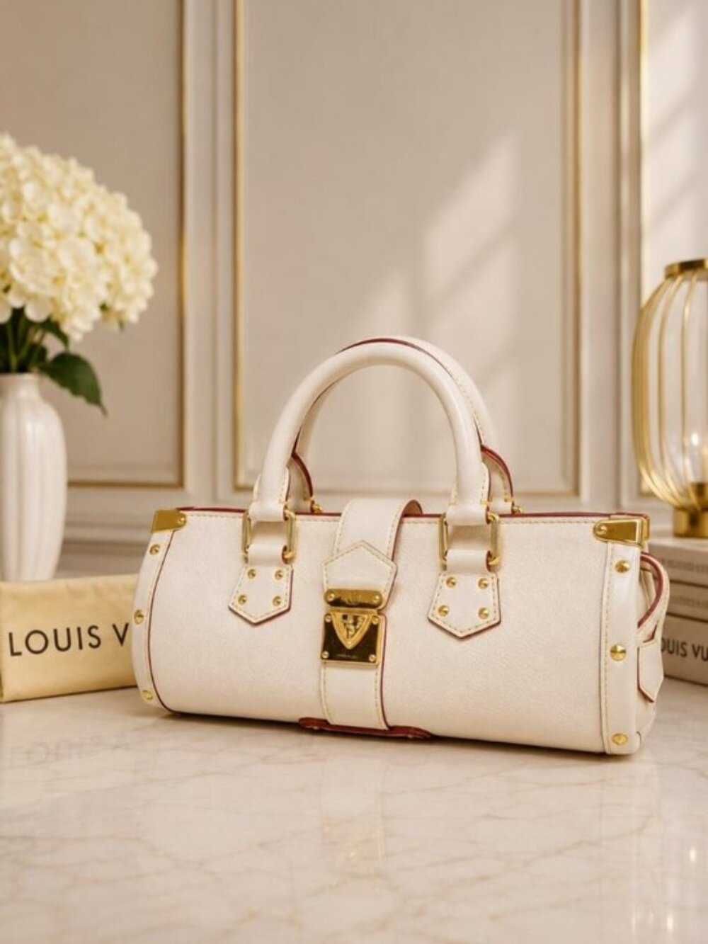 Authentic Louis Vuitton Suhali Le Talentueux PM Ivory Leather Satchel Bag